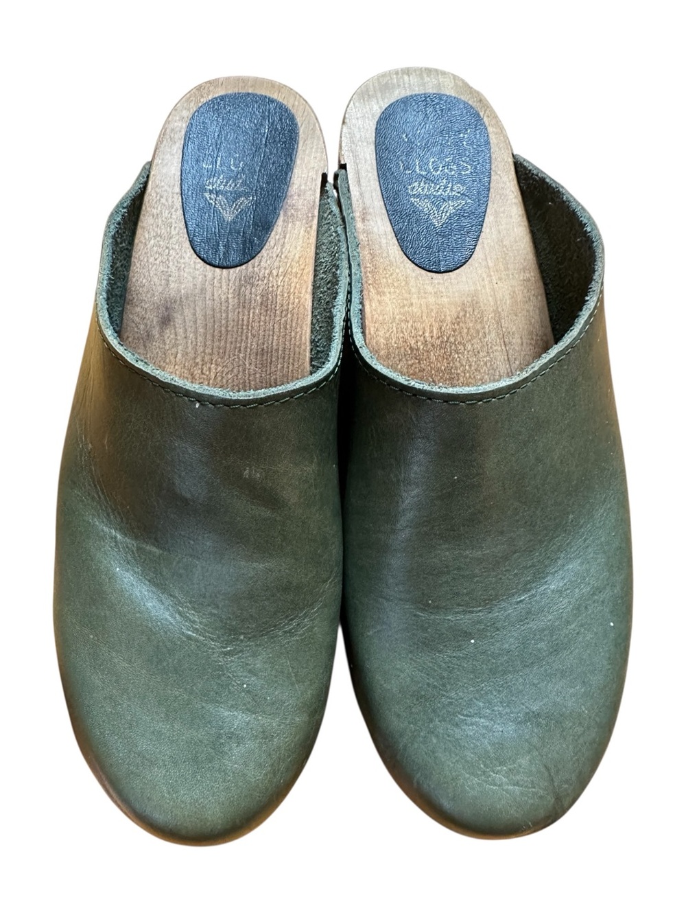 Kitty Clogs Made in Sweden Klassisk Agave Green Leather Clog Shoes - Picture 5 of 8